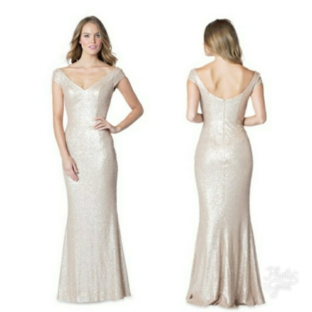 Bari Jay Champagne Gold Bridesmaid/Prom Dress